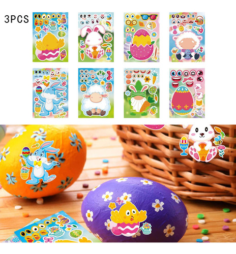 24 Piezas De Pegatinas De Pascua Para Niños, Pegatinas