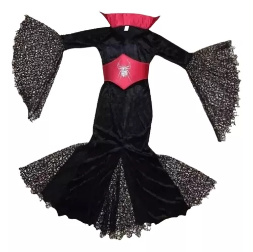 fantasia vampira infantil de luxo com capa removível para Halloween