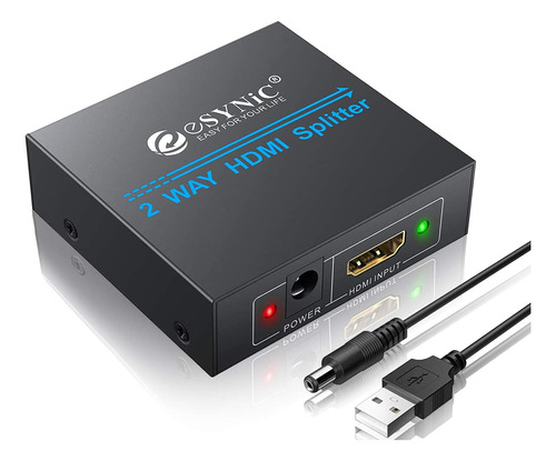 Esynic 1x2 Hdmi Splitter 1 De 2 Salidas  Hdmi Powered Repeti