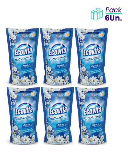 Suavizante Ecovita Clasico Intense Doypack 900ml Pack X6