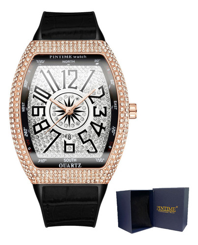 Reloj Pintime Calendar De Piel Con Diamantes Y Cuarzo