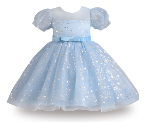 Vestido Con Estampado De Estrella Lentejuelas Niñas 3-7años