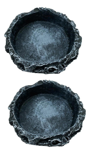 2pcs Platos De Agua De Reptiles Tazones De Comida Redondo