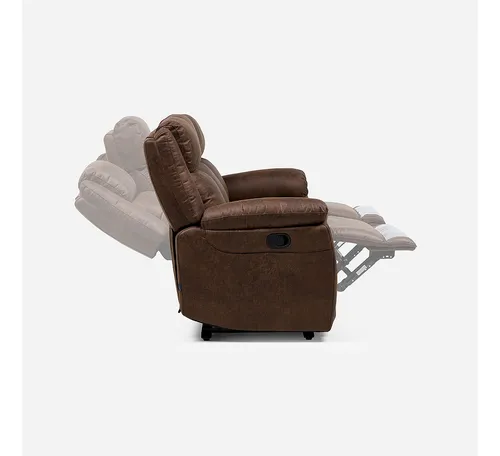 Sofá Reclinable Ascott 3 Cuerpos Manual Cuero Pu Chocolate