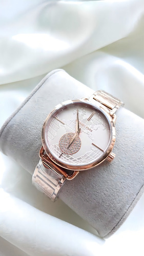 Relógio de pulso feminino Michael Kors Mk 3828 com pulseira colorida de aço inoxidável