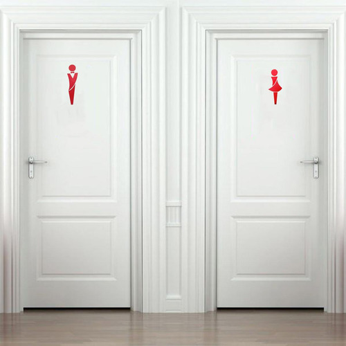 Señalamiento Wc Hombres Y Mujeres, Mxrwc-004, 4 Pares, 2.5x9 Color Rojo
