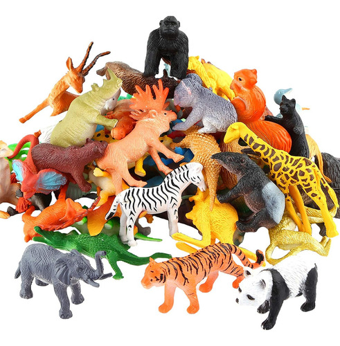 Animals Figure,54 Piece Mini Jungle Animals Toys
