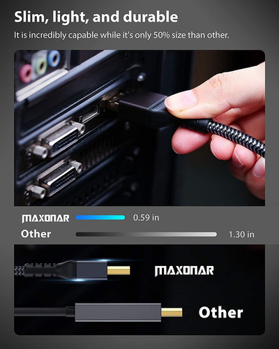 Imagen 3 de 6 de Cable Maxonar, De Usb C A Displayport 1.4, 8k 60hz, 1.2 Mts