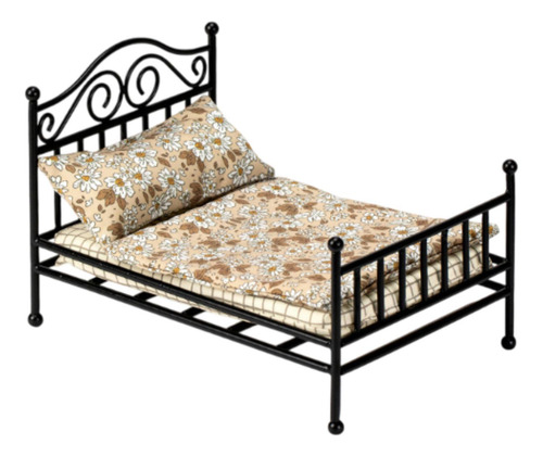 Cama En Miniatura, Juguete Para Niños, Modelo De Negro
