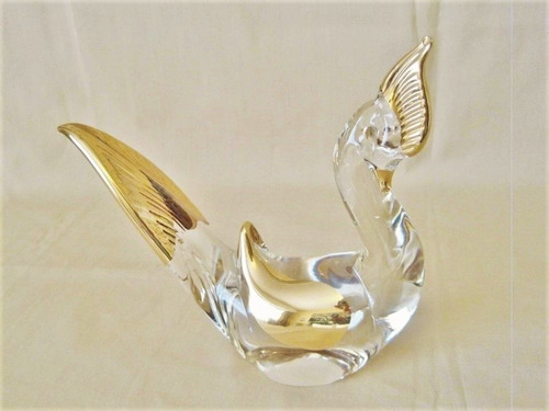 Pájaro En Cristal De Murano Detalles En Oro