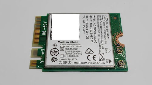 Placa Wireless Intel 3165ngw *rosario* (Usado)