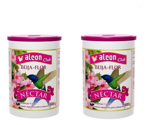 2 Potes Alcon Club Nectar P/ Beija Flor 600 G Cada