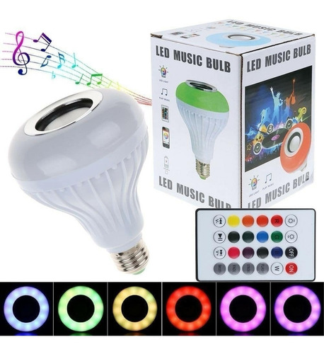 Lampara Led Rgb 7w E27 + Parlante 3w Bluetooth + Control Rem