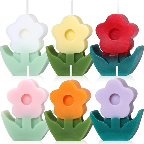 Tailpa 6 Velas Con Forma De Flor, Velas Perfumadas De Cera D