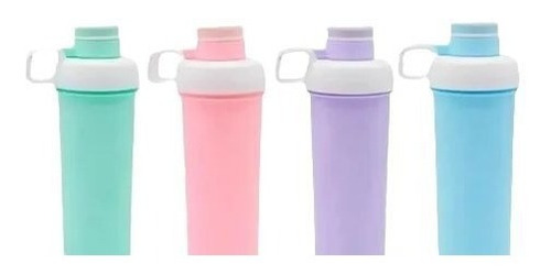 Botella Deportiv Pastel Pico Cierre Hermetico Shaker Pack X4