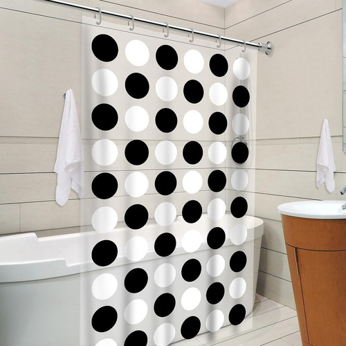 Cortina De Box Estampada Balls Preto E Branco