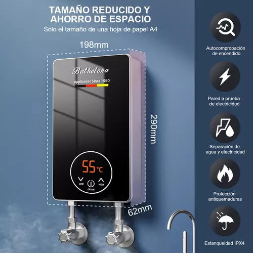 Sistema de calentador de agua instantáneo eléctrico caliente para baño  cocina 6500W 220V/50Hz (negro)