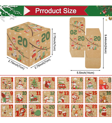 24 Cajas Calendario De Adviento Navidad 2024 Para Llenar