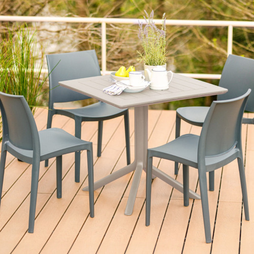 Mesa Comedor Restaurante Bar Cuadrada 80x80 Para Exterior Color Gris