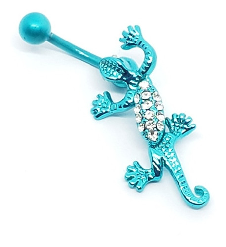 Piercing De Iguana Azul De Ombligo Cristal Envio Gratis