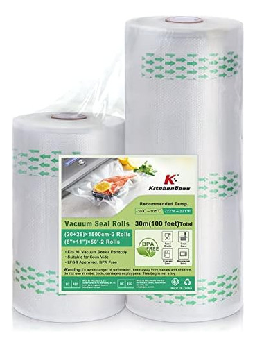 Rollos De Bolsas Selladoras Al Vacío8 X50' Y 11 X50' Total
