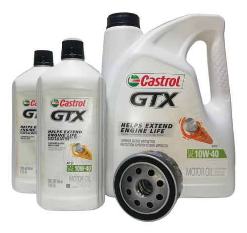 Kit Cambio Aceite Castrol Gtx 10w40 Galón +  2 Qts + Filtro