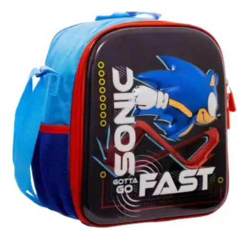 Lonchera De Sonic Infantil Ruz 3d Metálico Azul