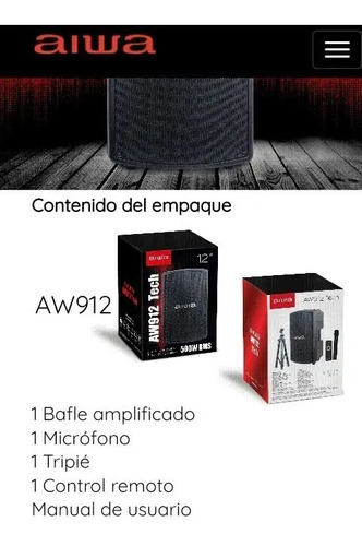 Bafle Amplificado Aiwa De 12 Aw912 Tech 300rms | Envío gratis