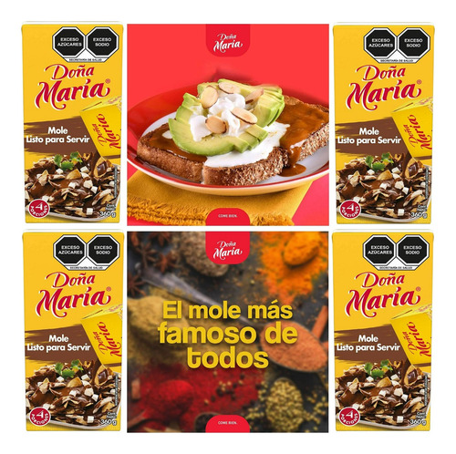 4 Mole Rojo Doña María Listo Para Servir 270 Gr C/u