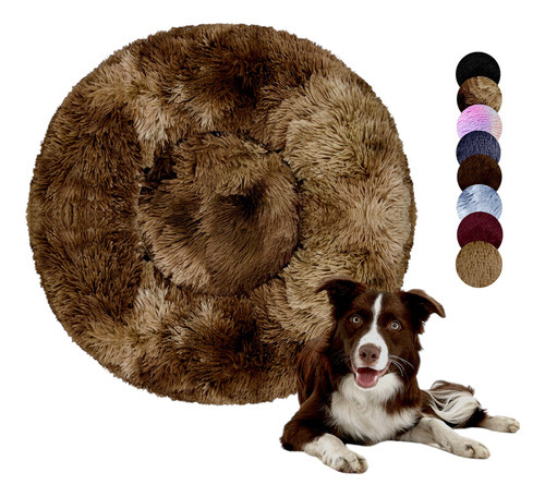Cama Tipo Dona Antiestres Para Perros Raza Xgrande / Gigante Color Blanco/café