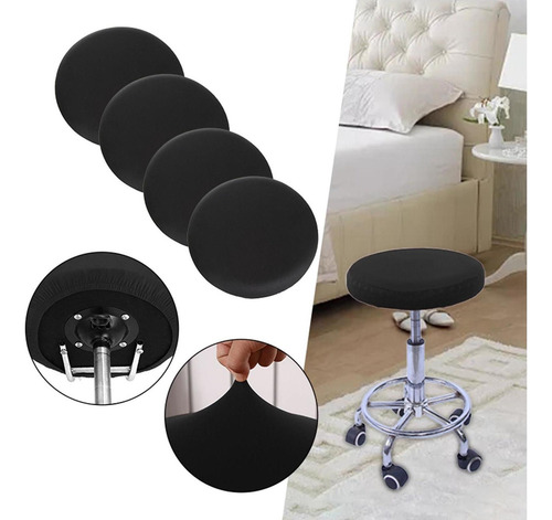 Taburete Elástico Fundas Para Taburetes Circulares Negro
