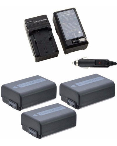 Kit Três Baterias Np-fw50 + Um Carregador P Sony Alpha A6000