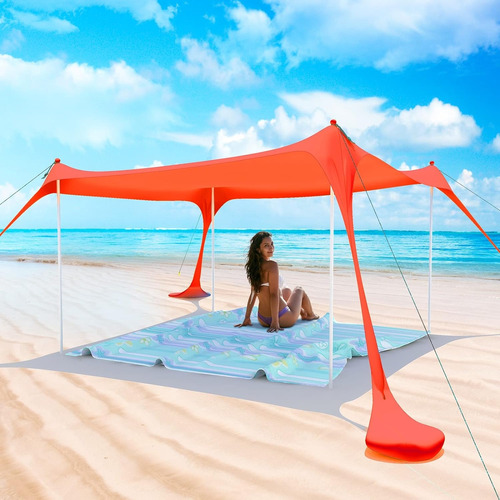 Toldo De Playa 4 Postes, Upf 50+, 3m X 3m.