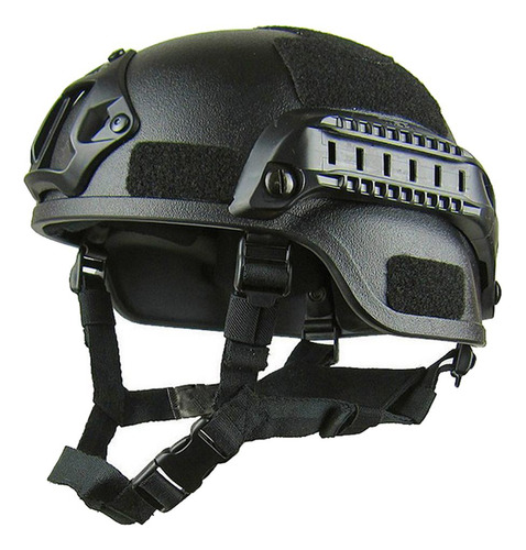 Casco Militar Táctico Abs Cs Con Montaje Nvg Y Rieles Negro