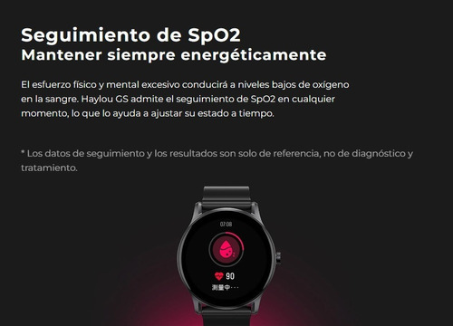 Imagen 6 de 10 de Smartwatch Haylou Ls09a Gs Reloj Inteligente Oximetro Negro