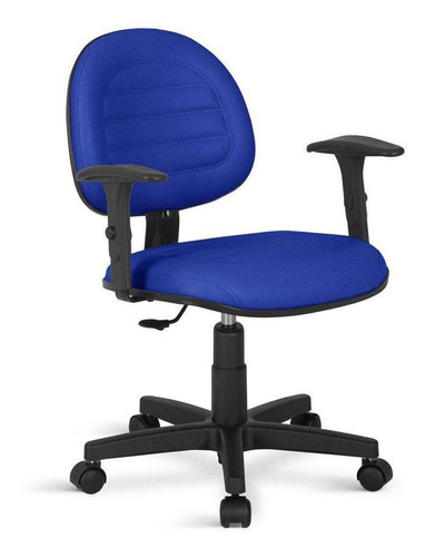 Cadeira Escritório Executiva Com Lâmina Gomo Braço Rj Azul