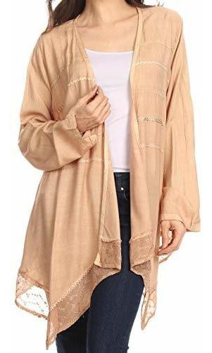 Sakkas Isenia Cardigan Kimono Frontal Abierto Manga Larga Bl