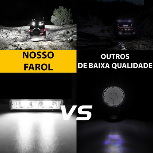 Kit 2 Farol De Milha Led Mini Barra 16 Leds 48w Bivolt Par