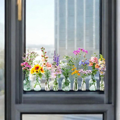 Ventana De Flores Calcomanías De Pared Calcomanía De Papel