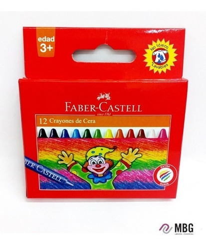 Imagen 1 de 2 de Lapices Crayones De Cera Faber Castell Por 12 Colores Cortos