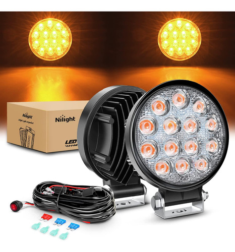 Pods De Luz Led Ámbar Nilight De 4.5 Pulgadas, 42 W, 4200 Lm