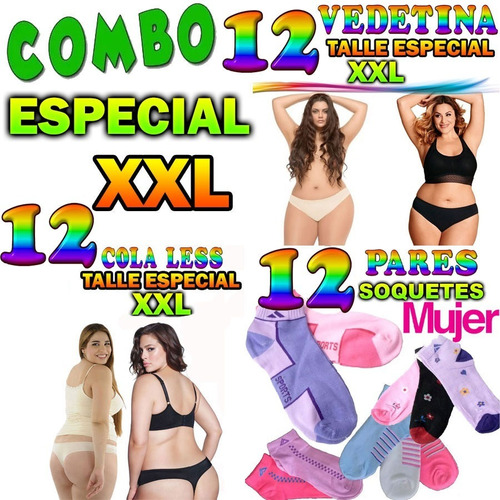 Combo Especial X X L * 12 Colaless+12 Vedetina+12 Soquetes