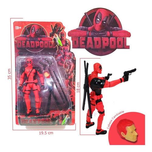 Muñeco Deadpool Articulado De 18 Cm Con 6 Accesorios Y Luz