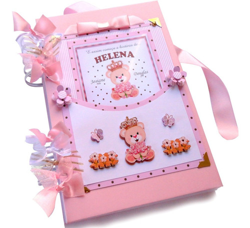 Imagem 1 de 6 de Bebê Menina Álbum Personalizado Ursa Princesa Primeiro Ano