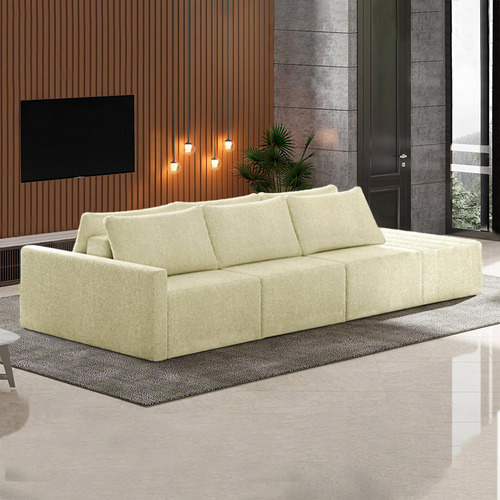 Sofá Modulado Milos 312 Puff Lateral Bouclê Off White