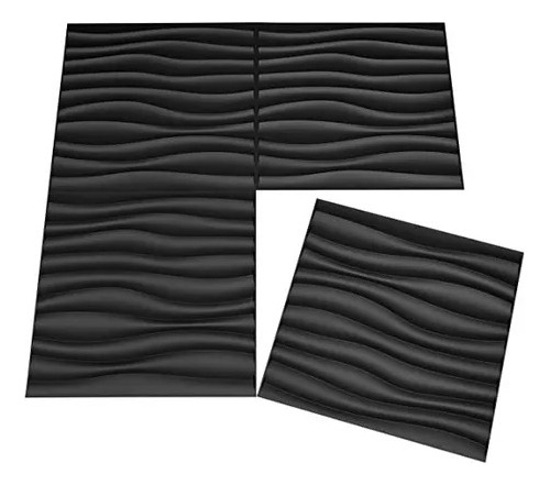  Lamina Decorativas Para Mural De Pvc Ola Negro 3d Pack De18