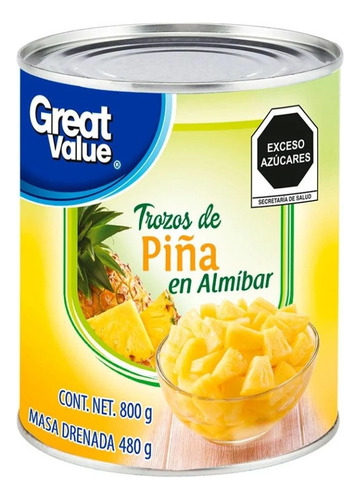 Piña En Almíbar En Trozos Great Value 800 G