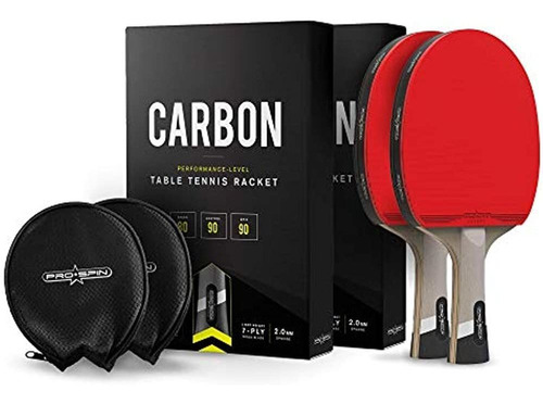 Pala De Ping Pong Pro Spin Con Fibra De Carbono | Paquete De