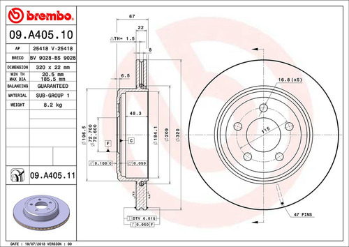 Discos De Freio Brembo Traseira Chrysler 300c 6.1 Srt8 04-10