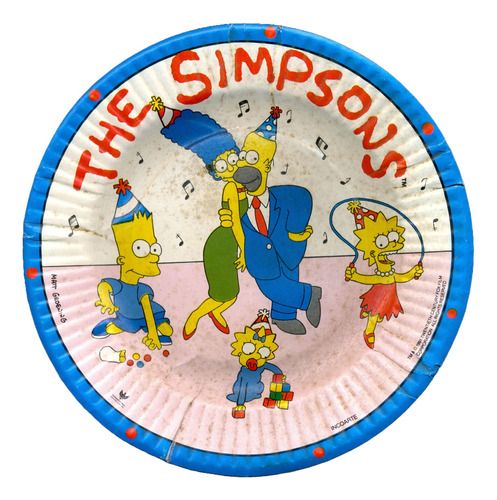 Prato De Papel Dos Simpsons 1991 - Incoarte - Aniversário